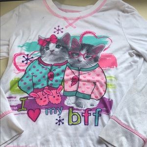 White kitty cat bff long sleeve pj shirt